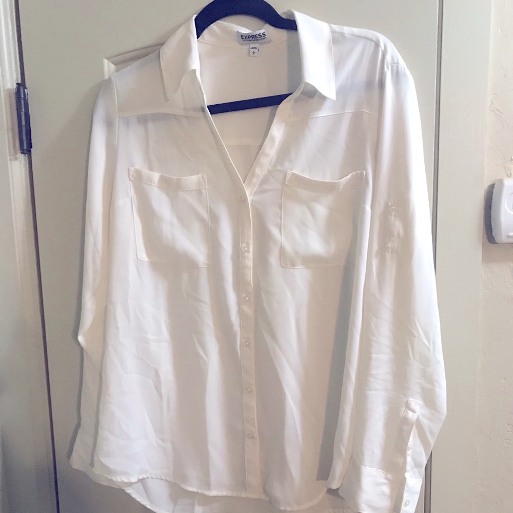 Express off white/cream colored button down shirt
